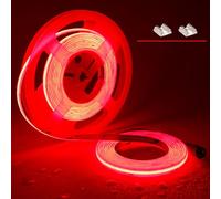 TOPAI Striscia LED COB Rosso 5 Metri Impermeabile, Strip LED 24V Rosso Esterno, Autoadesivo, Tagliabile, 480LEDs/M, Larghezza 8mm, Per Camera da Letto, Bagno, Cucina