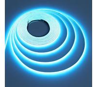 TOPAI Striscia LED COB Ultra Sottile 5mm 24V Blu Ghiaccio 5 Metri, 400 LED/m, Alta Luminosità, Flessibile, Autoadesiva, Tagliabile per Bar, Soggiorno, Illuminazione Interna(Solo Striscia LED)