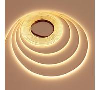 TOPAI Striscia LED COB Ultra Sottile 5mm, 5V Bianco Caldo 3000K, 5 Metri, 400 LED/M CRI>90, Flessibile, Autoadesiva, Tagliabile per Cucina, Soggiorno, Illuminazione Interna