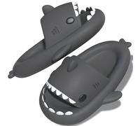 TOPALL Ciabatte Squalo,Pantofole Squalo Donna Uomo, Ciabatte Casa Simpatiche Vertenti,Antiscivolo Morbide Pantofole per Inter ed Piscina Mare Doccia Bambina/Ragazzo/Unisex Estive(Gris,32/33)