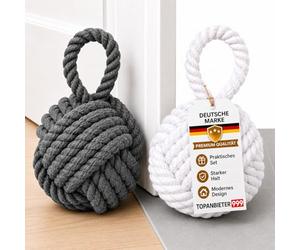 Topanbieder999 Set di 2 fermaporta decorativi in iuta grigio e bianco, fermaporta, fermaporta, fermaporta, fermaporta, fermaport