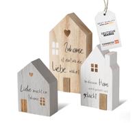 TOPANBIETER 999 Set di 3 espositori decorativi in legno, accessori moderni per la casa con frasi amorevoli, decorazione in legno di alta qualità, eleganti case decorative di Campana
