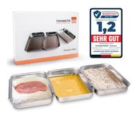 Topanbieter999 Set di 3 vaschette per impanatura in acciaio inox