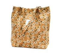 TOPASION Carino velluto a coste Tote Bag Canvas Borse a tracolla per le donne Viaggi Shopping, Fiore Khaki, Large