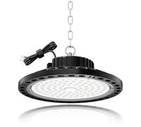 TOPAUBUB 100W Faretto LED UFO Interno 1 Pezzi, Lampada LED per Capannone 10000LM con Catena Metallica da 30CM, Driver, 6500K IP65 Plafoniera LED Garage Industrial per Campana Officina Sofftto