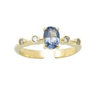 Topazio, anello in oro giallo 9 K/14 carati, stile vintage, aperto, regolabile, alla moda, elegante, da donna, 20 (19,1), Topazio Moissanite