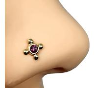 Topazio rosa naso borchia fiore oro 9k pietra preziosa 9ct L spilla piegata...