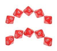 TOPBATHY 10 Pezzi Dado Poliedrico a 10 Facce in Acrilico Numerato Rosso | Superficie Liscia e Trasparente, Numeri Leggibili, per Esperimenti di Probabilità e Presentazioni