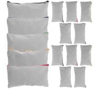 TOPBATHY 15 pezzi Astucci in Tela per Trucco e Matite Beige con Zip Colorata Borse Cosmetiche da Viaggio Vuote e Personalizzabili per DIY e Organizer Artigianali