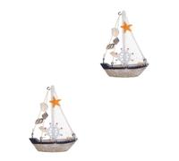 TOPBATHY 2 Pezzi Barca a Vela in Legno, Decorazione Mediterranea da Tavolo | Dettagli Realistici, Stile Costiero da Spiaggia, per Camera da Letto e Tavolo, Atmosfera Artistica