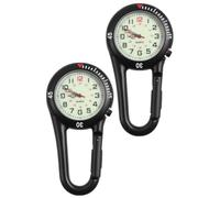TOPBATHY 2 Pezzi Clip On Quartz Watch con Clip, Nero, Acciaio Inox, per | Quadrante Fluorescente, Lettura Notturna, Stile Backpack Fob