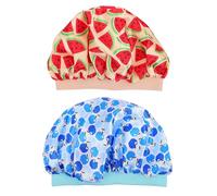 TOPBATHY 2 Pezzi Cuffia da Notte in Raso Stampato, Morbida e Pieghevole | Forma Rotonda, Traspirante e Confortevole, per Sonno e Lavaggio Viso, Due Colori Assortiti