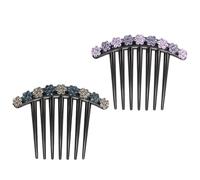 TOPBATHY 2 Pezzi Forcina per Chioma Strass a Sette Denti, Pettine Laterale Motivo Floreale Colorato, Accessori Eleganti per Acconciature da Festa e Matrimonio Colore Casuale