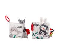 TOPBATHY 2 pezzi Libro di Stoffa per Ragazzo Ragazza Libri Bagnetto Morbidi e Resistenti Educativi per Sviluppo Visivo e Tattile Anno Tema Oceano e Foresta Montessori