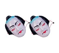 TOPBATHY 2 Pezzi Maschere Giapponesi Tradizionali Samurai per Uomo e Donna Maschera Teatro Full Face Dipinta a Mano Accessori Costume per Festival Culturali e Feste Tema