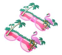TOPBATHY 2 Pezzi Occhiali Hawaiani da F e sta Fenicottero e Albero di Cocco | Accessori Leggeri in Plastico Rosa, Comodi e Robusti, per Eventi in Spiaggia E'aperto