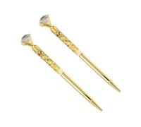 TOPBATHY 2 pezzi Penna Sfera in Metallo con Grande Cristallo Scintillante Scrittura Liscia e Resistente da Dorati per Ufficio Scuola e Regalo Elegante