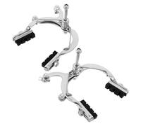 TOPBATHY 2 pezzi Pinze Freni Bicicletta Caliper Anteriore Tiraggio Laterale Braccio Lungo Rinforzato Compatibili con Bici da Corsa e Pieghevoli Argento