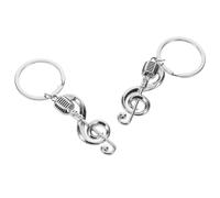 TOPBATHY 2 Pezzi Portachiavi in Lega Argento a Forma di Nota Musicale e Microfono, Accessorio Creativo e Compatto per Zaini, Regalo per Musicisti e Studenti