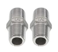 TOPBATHY 2 Pezzi Raccordo Maschio Doppio per Tubo 12, 7mm 304 Inox Argento | Resistente alla Corrosione, Bordi Lisci, Filetti senza Bave, per Acqua Aria Gas Olio Refrigerazione