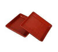 TOPBATHY 2 Pezzi Rosso Sottovaso da 13 Pollici in Plastica Quadrato per | Raccoglie L’acqua in Avanzo, Superficie Liscia e Piatta, Impilabile per Balcone e Davanzale