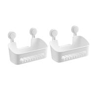 TOPBATHY 2 Pz supporto a parete a ventosa ripiani portaoggetti scaffali per ripostiglio scafale Accessori distributori di sapone da appoggio bagno custodia portaoggetti da bagno AbS bianca