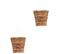 TOPBATHY 2 Pz Vaso di Fiori Ghirlanda vasi sospesi all'aperto villetta Decorazione Natale Decorazione Natalizia Cesto di Fiori sospeso Cesto sospeso Intrecciato a Mano di Legno Light Brown