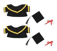 TOPBATHY 2 Set Bambola da Laurea 30cm con Abito da Dottorato e Cappello con Nappina Nera, Mantello Giallo in Stoffa e Pergamena di Carta, Regalo Autentico per Laureati Classe 2027