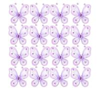 TOPBATHY 24 Pezzi Farfalle in Organza Decorative per Feste, Viola | Rete Leggera in Poliestere e Ferro, Installazione Facile, Uso Ripetuto, per Bridal Shower e Spazi Ampi