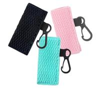 TOPBATHY 3 pezzi Porta Burrocacao e Rossetto in Maglia con Portachiavi Custodia Portatile per Lip Gloss e Balsamo Labbra Design Unico e Leggero Adatto Trasporto Quotidiano Colori Rosa Nero