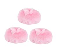 TOPBATHY 3 pezzi Puff Rotondi per Talco con Pelo Lungo Delicato e Confortevole per Polvere Lenitiva Design con Nodo per Uso su Ragazzo Ragazza e Adulti Colore Rosa