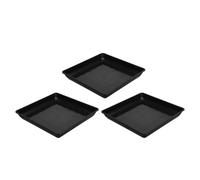 TOPBATHY 3 Pezzi Sottovaso Quadrato in Plastica PP Nero per Piante e Fiori | Contiene le Gocce, Facile da Pulire, Stabile Sul Tappeto, per Vasi da Interno e Banco Serra