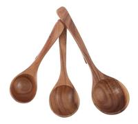 TOPBATHY 3 Pezzi Wooden Ladle For Cooking With Long Handle And Back Hooks Heat Resistant Soup Spoons For Serving Stirring Nonstick Friendly Kitchen Utensils