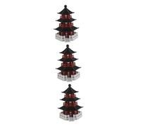 TOPBATHY 3 Pz Decorazioni Del Padiglione Piccola Decorazione Paesaggistica Giardino Zen Per Scrivania Mini Giardino Giapponese Ornamenti a Pagoda Miniature Giapponesi Light Brown Plastica