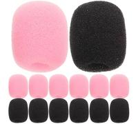 TOPBATHY 30 Pezzi Copertura in Schiuma per Microfono per Cuffie Auricolari, Protezione Mic Antirumore e Antigraffio, per Conferenze e Public Speaking, Rosa e Nero