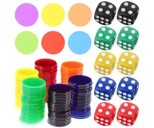 TOPBATHY 320 Pezzi Gettoni Contatori Plastici Trasparenti Colorati | Risorse Didattiche, Stimolano Abilità Pratiche, Includono Dadi Colorati, Premi