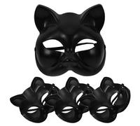 TOPBATHY 4 Pezzi Maschera da Gatto in Plastica Nera per Cosplay e Teatro, Design Unico, Comoda e Sicura, Adatta a Uomini e Adulti per Feste e Spettacoli