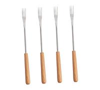 TOPBATHY 4 Pz Forchetta a Tre Punte Con Manico in Legno Cucinare La Forchetta Di Carne Forchetta Per Fonduta Portatile Forchette Per Caramelle Dolce Di Legno Forniture Da Campeggio Barbecue