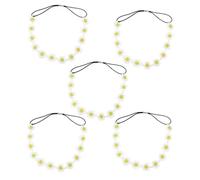 TOPBATHY 5 pezzi Fascia Capelli con Fiori di Margherita e Centrini Gialli da Decorazione Elegante e Confortevole per Donne Accessorio Moda Versatile per Feste e Uso Quotidiano