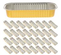 TOPBATHY 50 Pezzi Contenitore in Foglio di Alluminio Rettangolare Oro | Resistente alle Alte Temperature, Pulizia Rapida, per Pesce e Verdure, Barbecue Domestico e Buffet