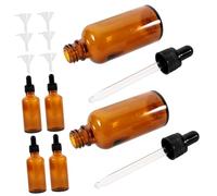 TOPBATHY 6 pezzi Bottiglie in vetro color tè con pipetta e imbuto trasparente contenitori vuoti per essenziali e profumi da donna design rétro compatto per viaggi e campioni