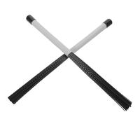 TOPBATHY Bacchette per Spazzole per Batteria in Nylon Elastiche Impugnatura Grigia Ergonomica e Spazzola Ondulata Nera Set da 1 Paio per Percussioni Jazz Cajon e Rullante Accessori