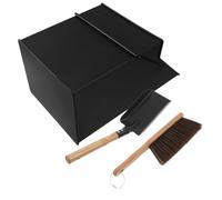 TOPBATHY Bidone Aspiracenere in Ferro Nero con Manico e Accessori | Secchio per Barbecue e Caminetti a Legna, Apertura Inclinata, Parete Spessa, Uso Interno Esterno