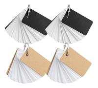 TOPBATHY Blocchi Note Schede Flash Vuote 4 Pezzi, Cartoncini Anelli in Carta Kraft e Neri, Blocco Didattico Portatile per Studenti e Appunti di Memoria