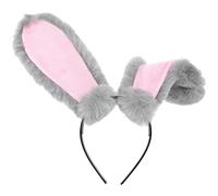 TOPBATHY Cerchietto Orecchie da Coniglio in Peluche Grigio per Cosplay e Feste di Pasqua Accessorio Decorativo per Costumi Fermaglio Chioma Resistente e Mantenimento Forma