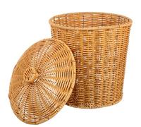 TOPBATHY Cestino per rifiuti in rattan con coperchio, cestino per la carta e cestino per la spazzatura per camera da letto, bagno, ufficio o casa