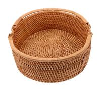 TOPBATHY Cesto Intrecciato in Rattan con Manico Robusto e Design Traspirante, Cesta Porta Frutta Rustica per Picnic e Riunioni Familiari All'aperto