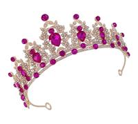TOPBATHY Corona Barocca Rosa con Cristalli e Lega di Zinco per Sposa | Accessori Sposa Chioma, Riutilizzabile e Leggero, per Damigelle, Concorsi, Ruoli da Fioraia