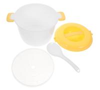 TOPBATHY Cuoci Riso per Microonde Portatile Giallo con Manico Superiore | Plastica Alimentare Adatta al Microonde, Forma Rotonda, con Cucchiaio Incluso, per Casa e Dormitorio