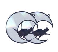 TOPBATHY Decorazione da Appendere a Forma di Luna e Gatto in Acrilico Colorato 2 Pezzi, Ornamento per Finestre per Illuminare la Casa Stile Delicato e Naturale